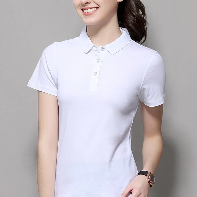 2022 Summer Fashion Polo Shirt Women New Casual Short Sleeve Slim Polos Mujer Shirts Tops Plus Size