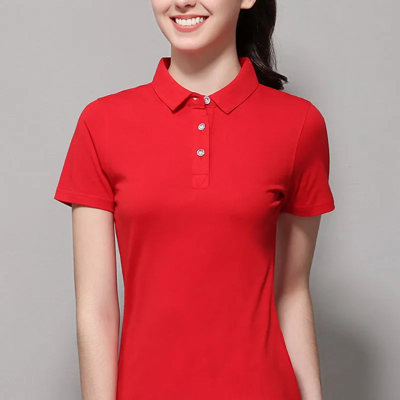 2022 Summer Fashion Polo Shirt Women New Casual Short Sleeve Slim Polos Mujer Shirts Tops Plus Size