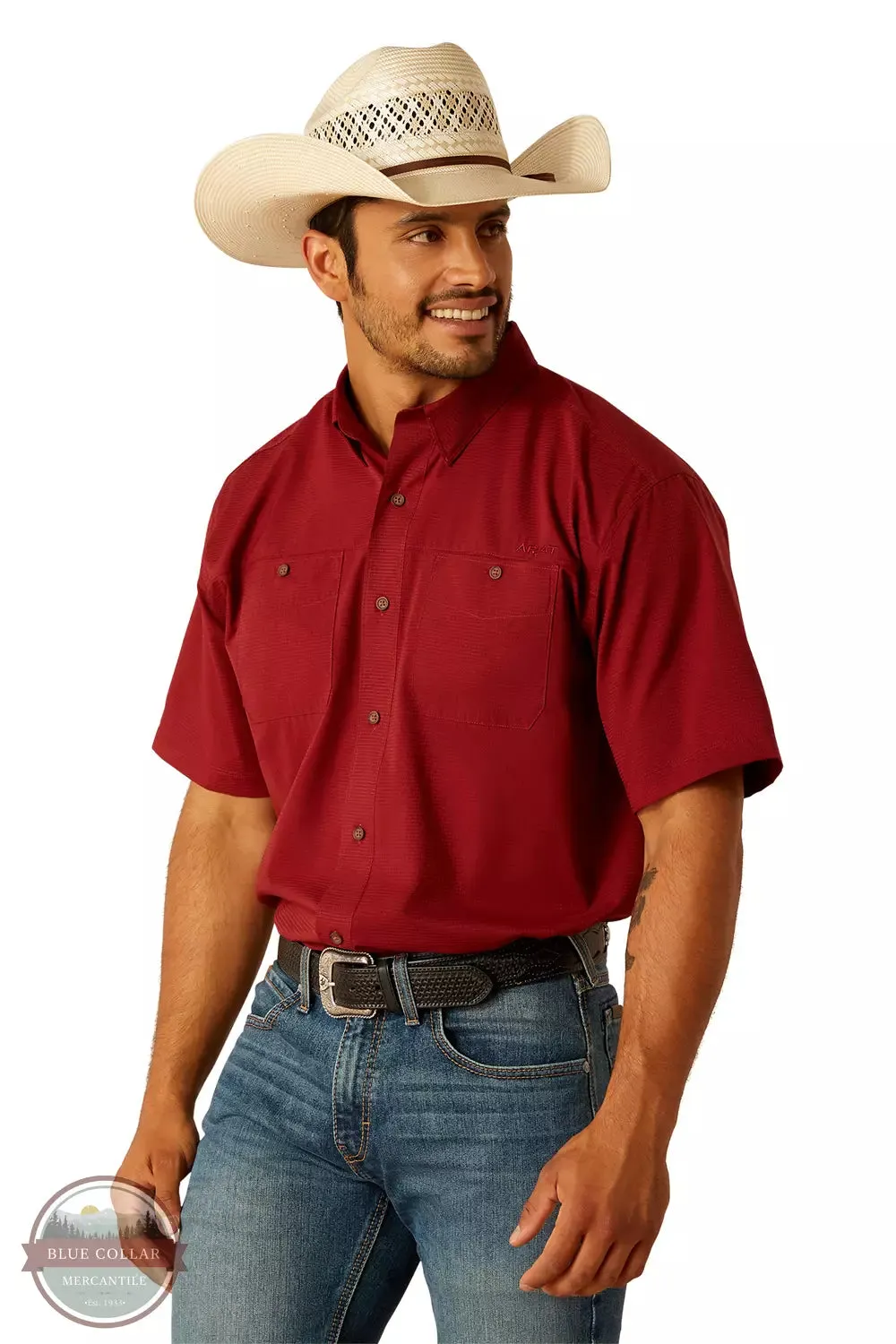 360 Airflow Classic Fit Short Sleeve Shirt in Merlot by Ariat 10048569