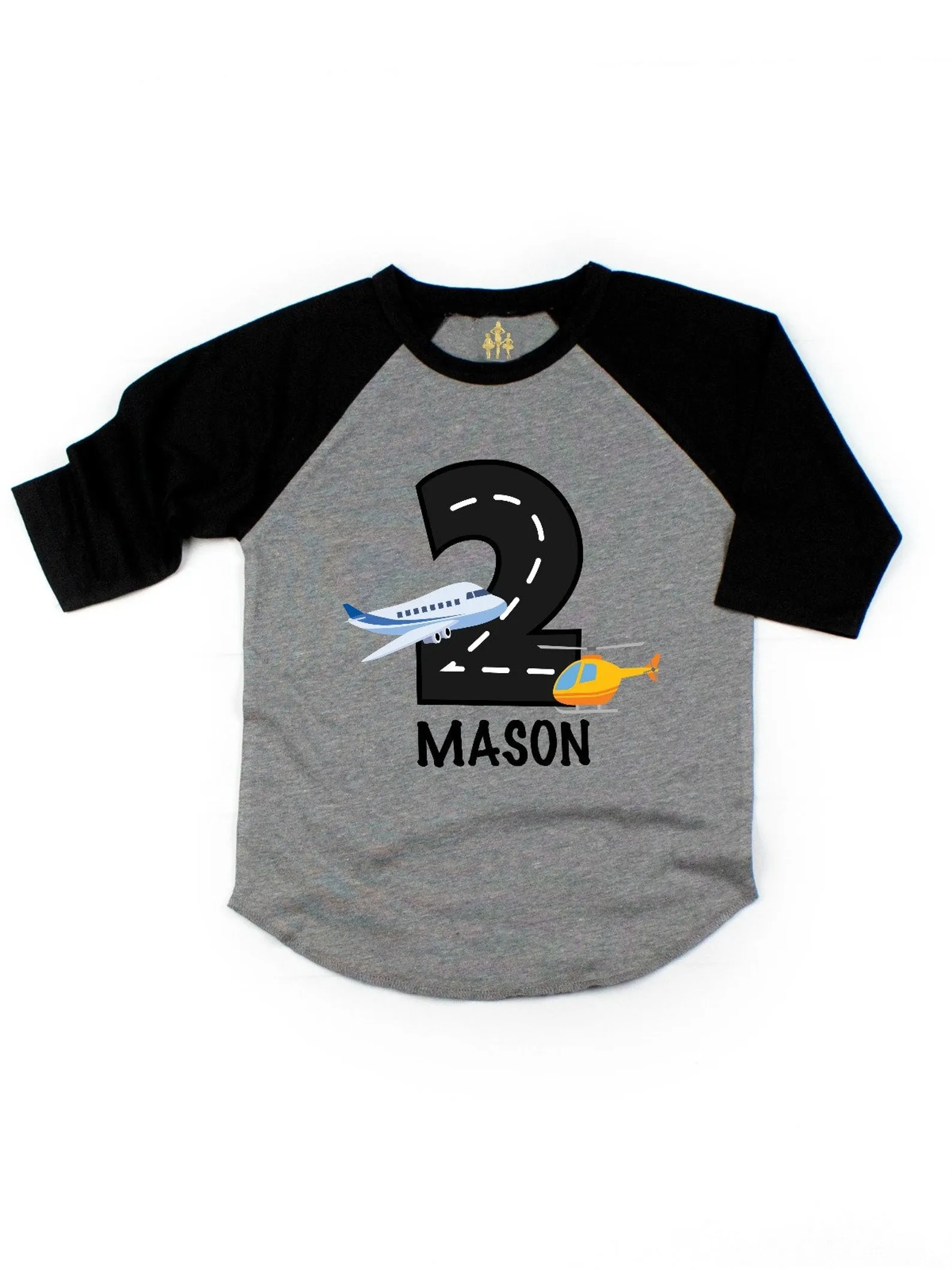 Airplane and Helicopter Birthday Raglan Shirt - Personalized