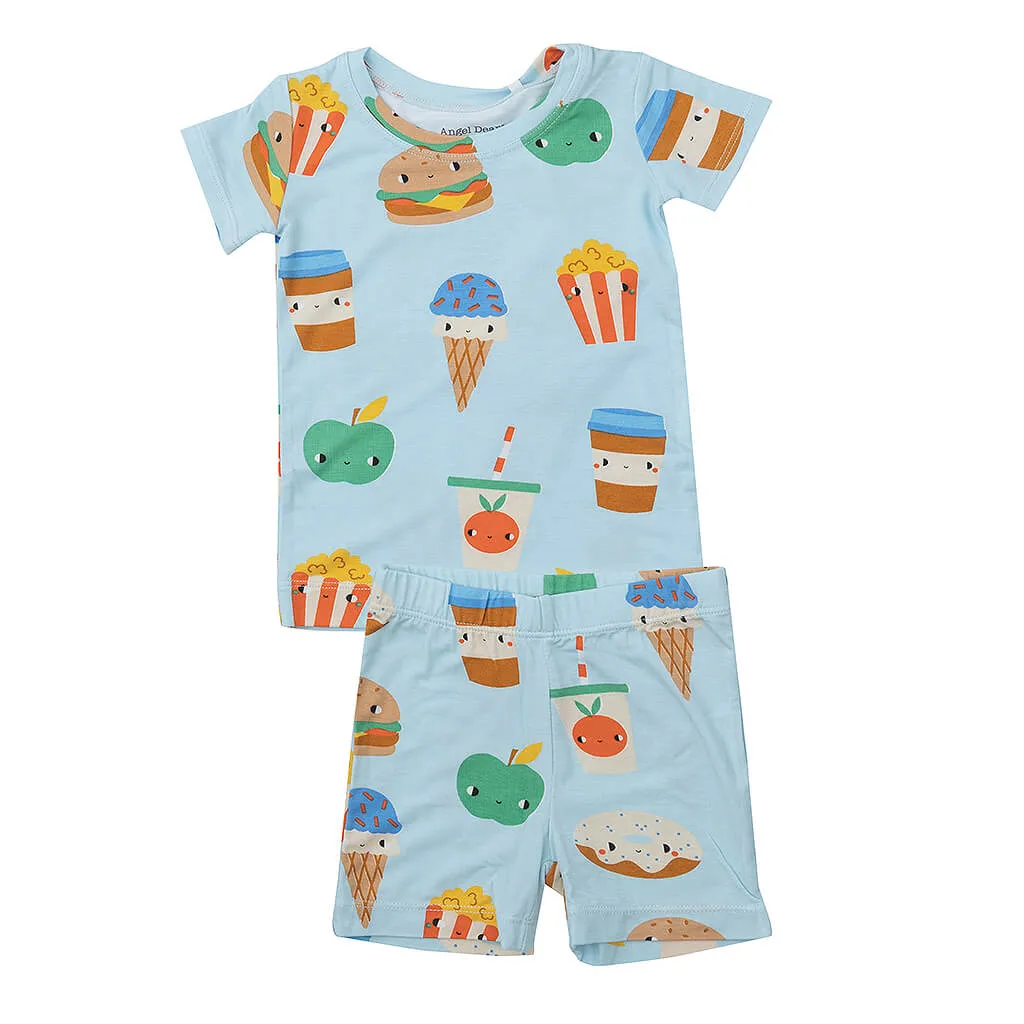 Angel Dear Short-Sleeve Short Set Send Snacks Blue