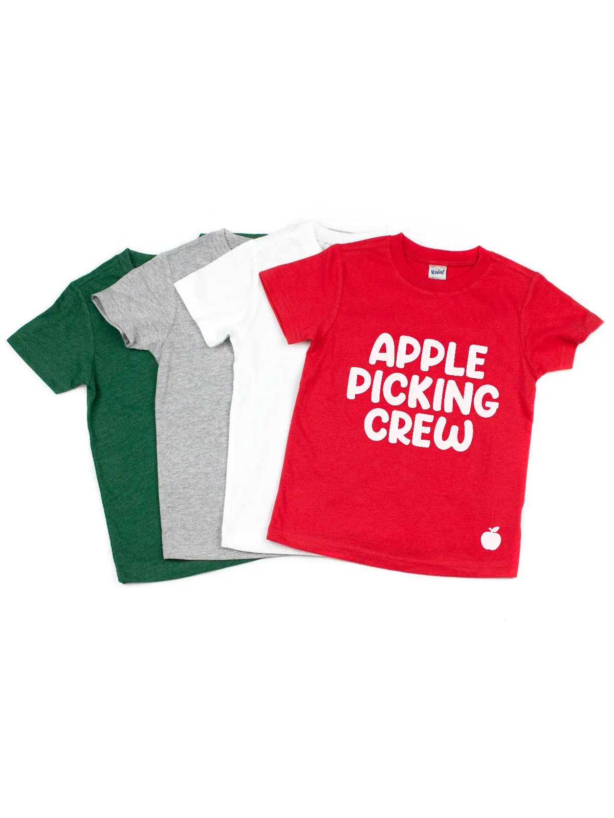 Apple Picking Crew Tees - Red, White, Gray & Green