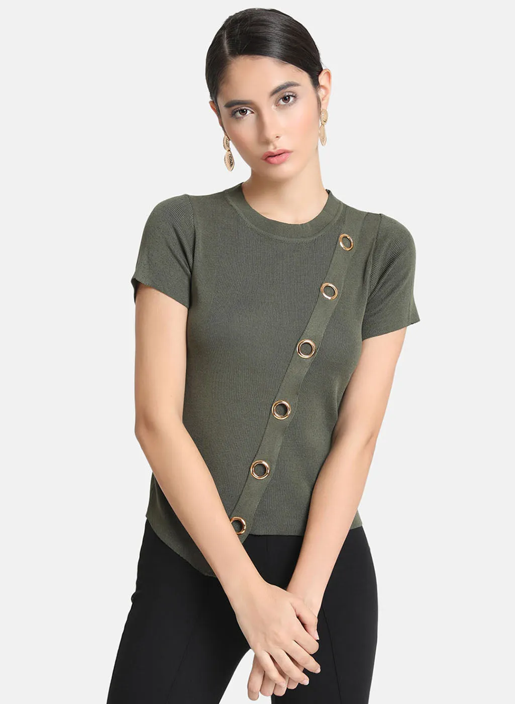 Assymetric Button Detail Top