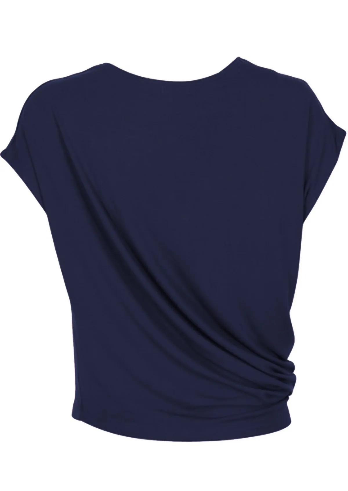 Asymmetrical Rayon Top Navy Blue