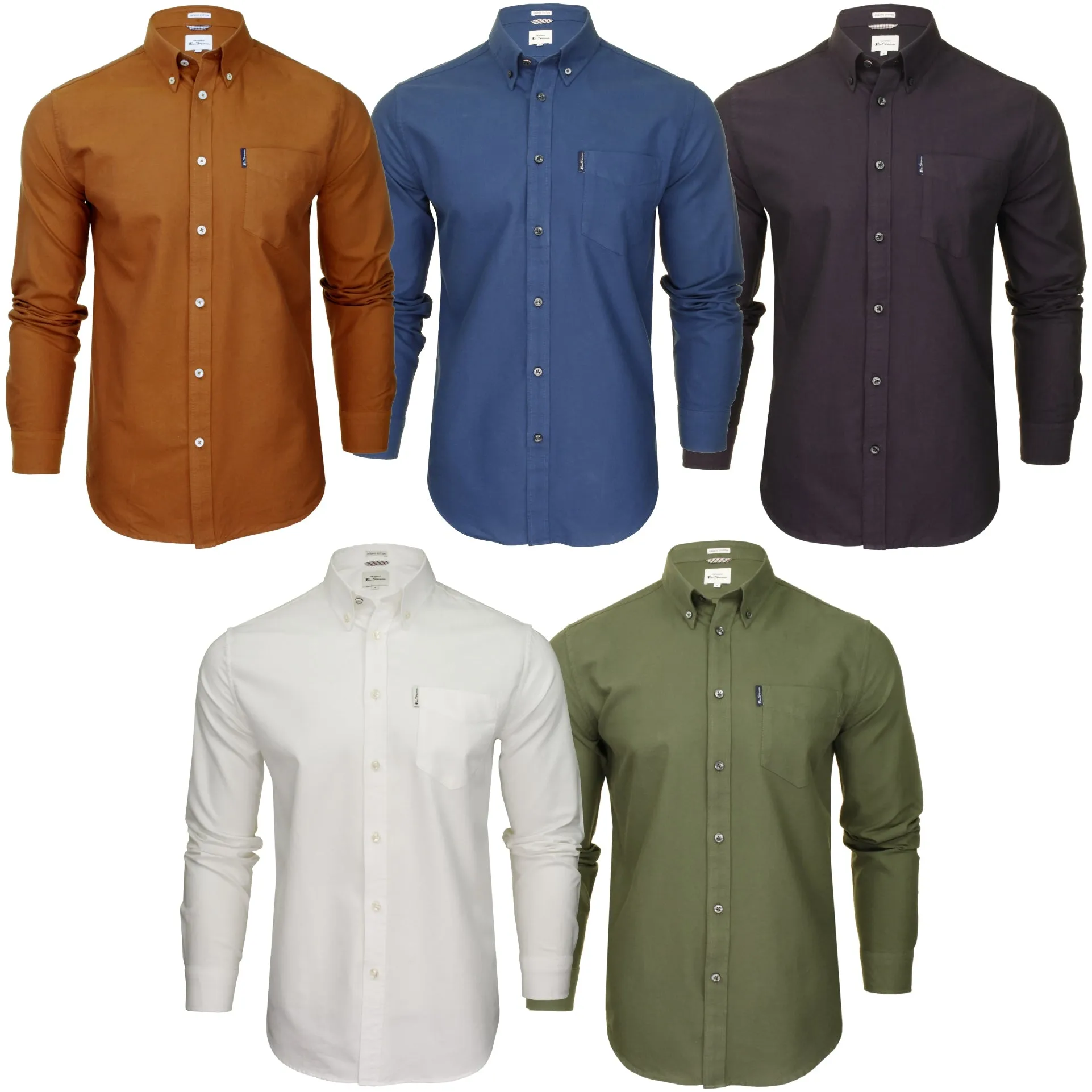 Ben Sherman Men's Button-Down Collar Signature Oxford Shirt, Tab Logo Pocket, Long Sleeved, Regular Fit