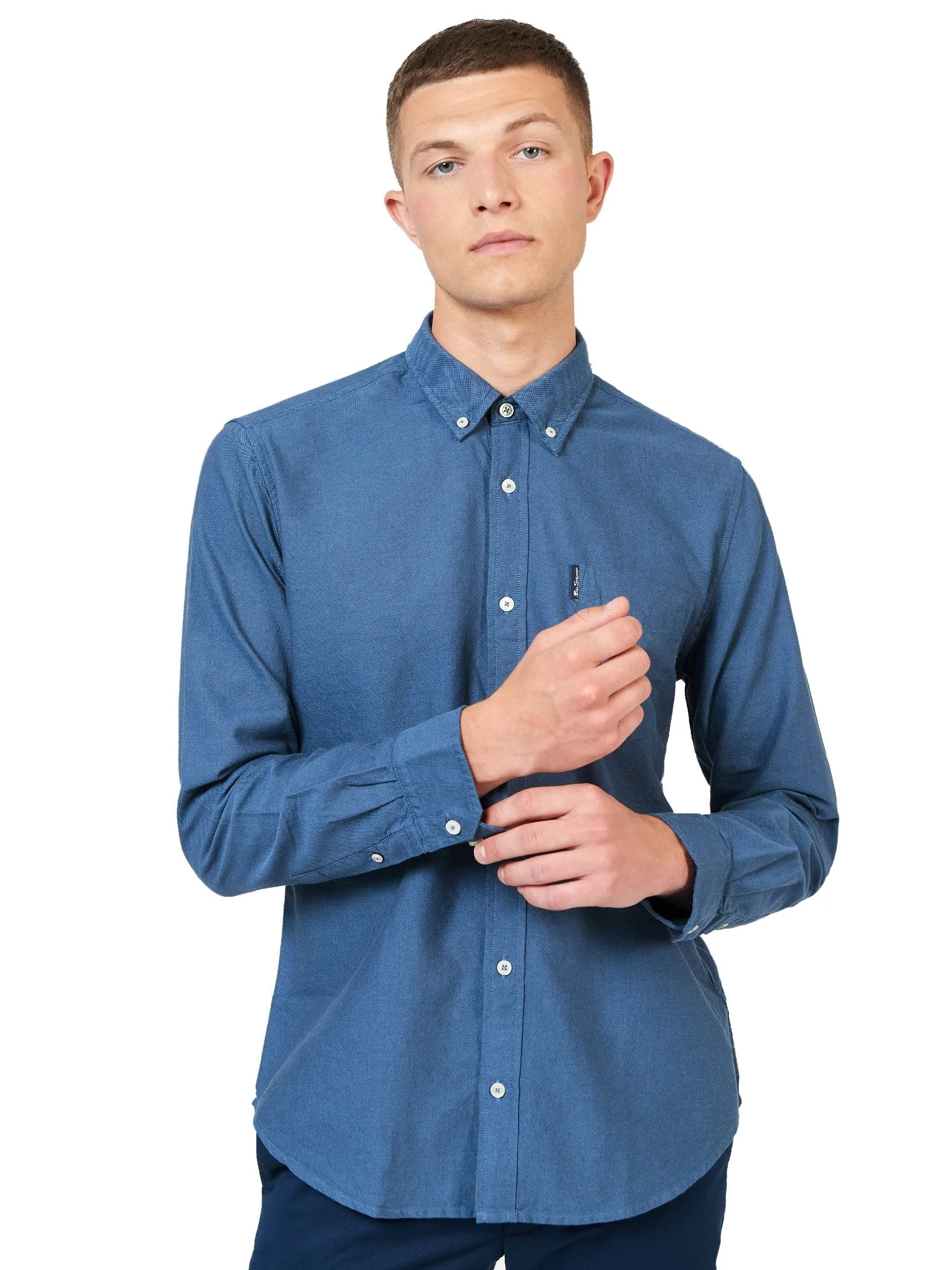 Ben Sherman Men's Button-Down Collar Signature Oxford Shirt, Tab Logo Pocket, Long Sleeved, Regular Fit