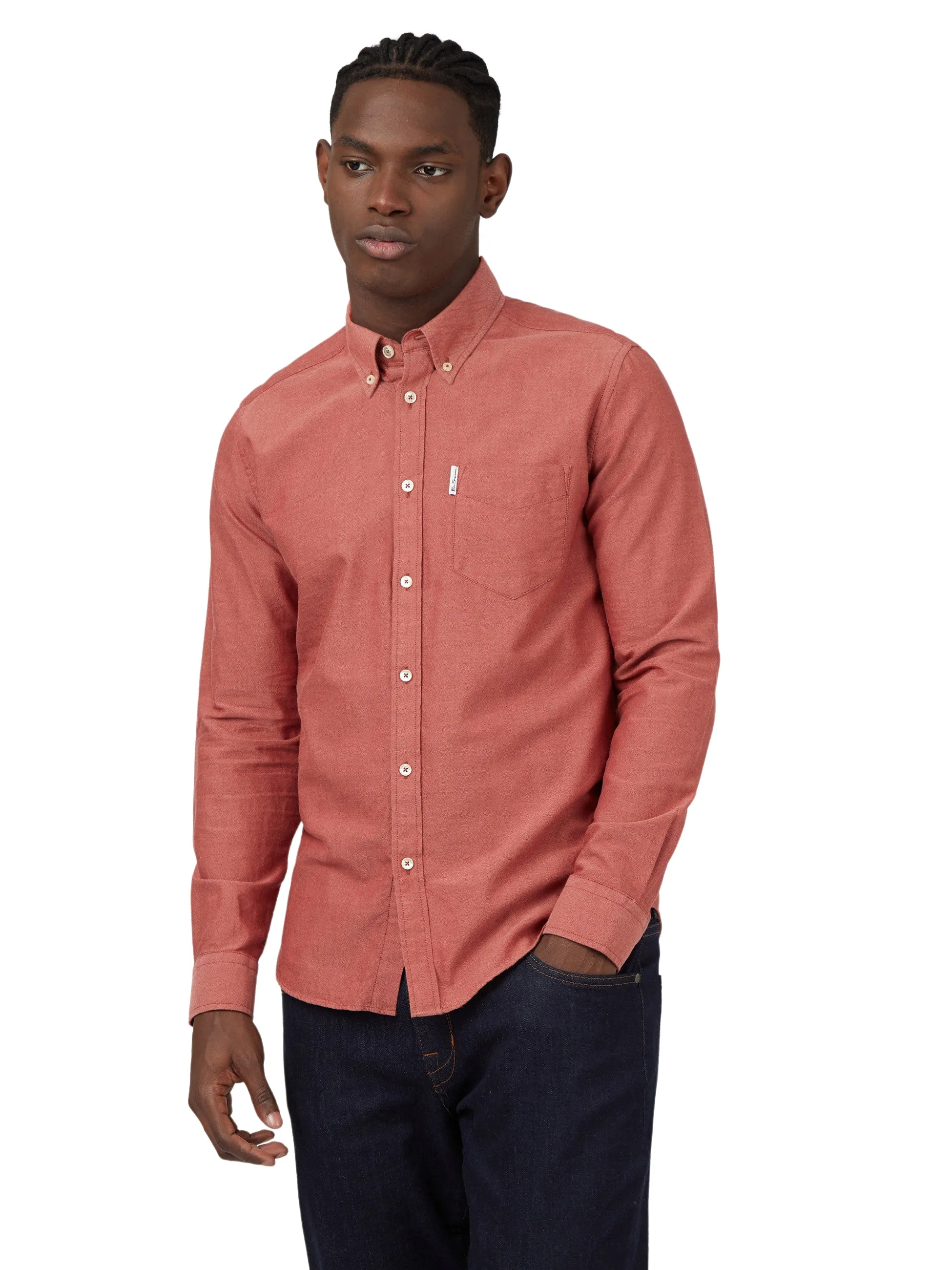 Ben Sherman Men's Button-Down Collar Signature Oxford Shirt, Tab Logo Pocket, Long Sleeved, Regular Fit