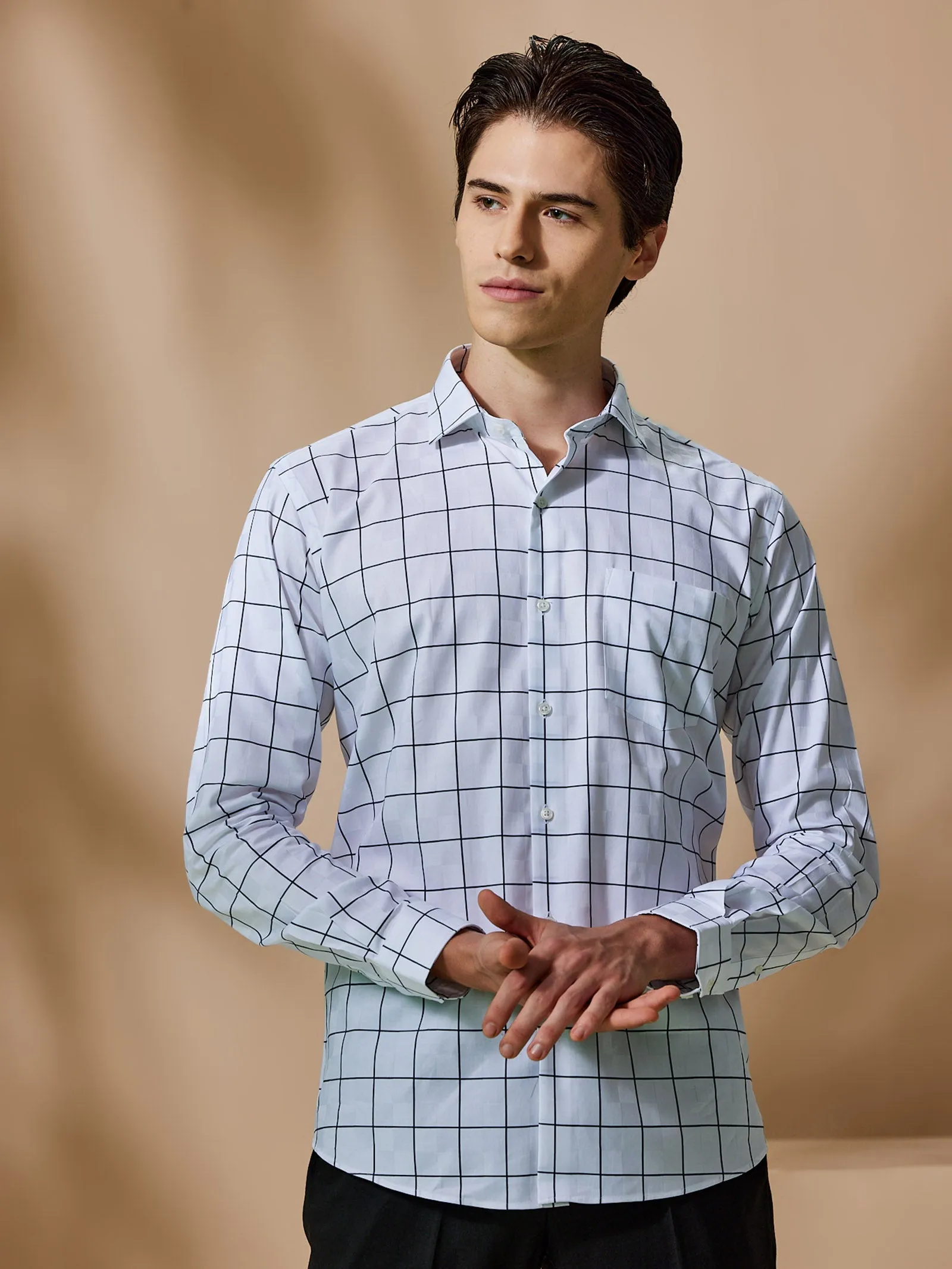 Black Checked Giza Formal Shirt