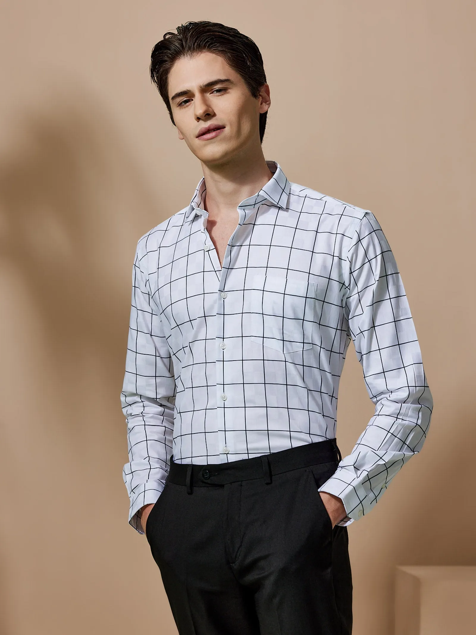 Black Checked Giza Formal Shirt