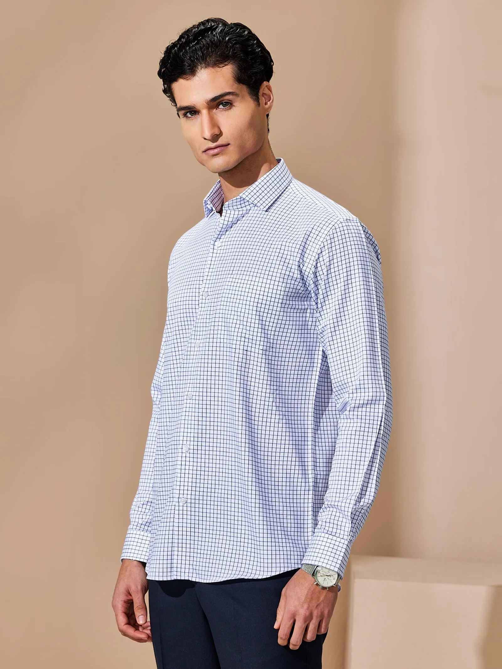 Black Checked Giza Formal Shirt