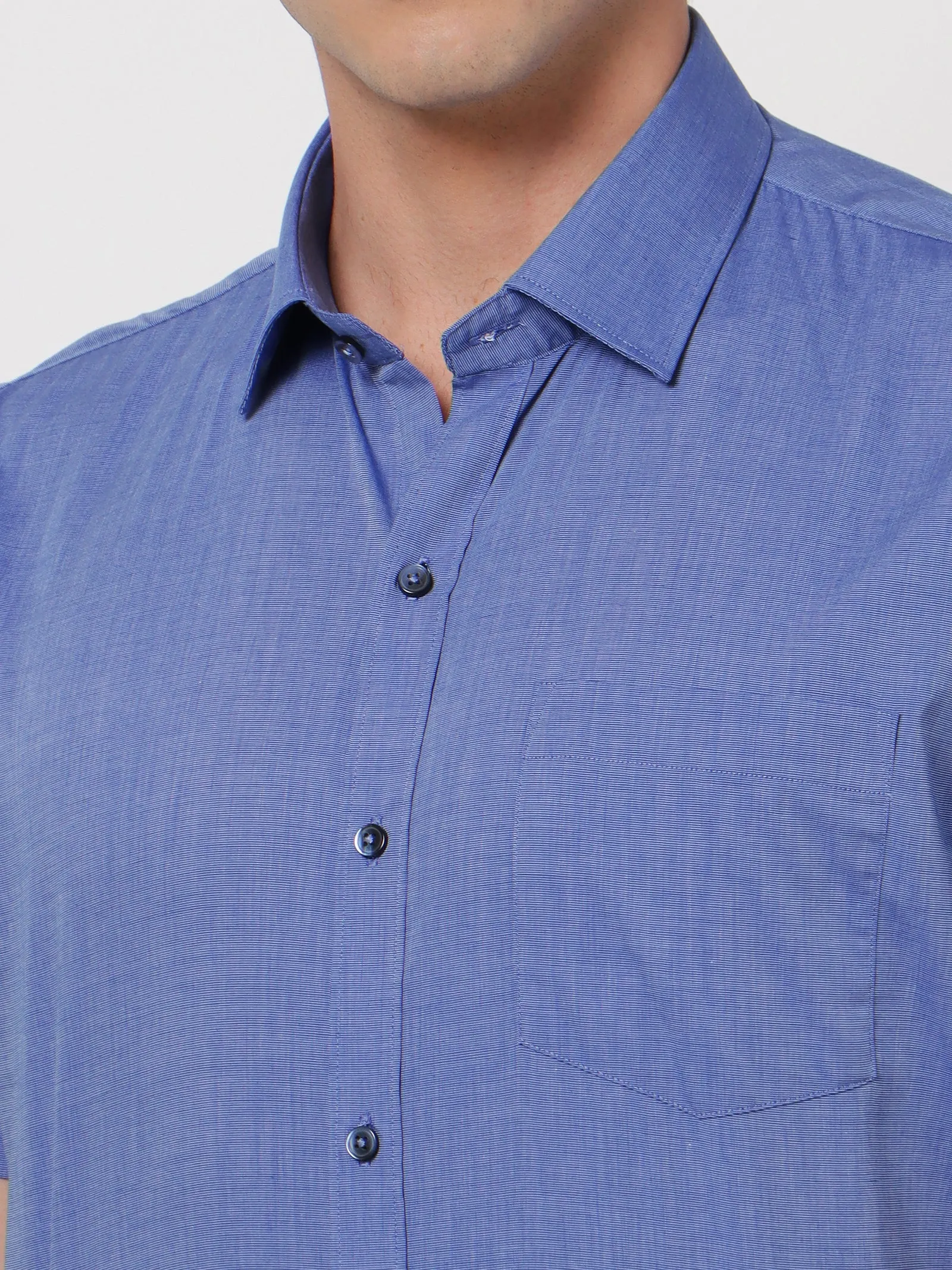 Blue Solid Formal Shirt