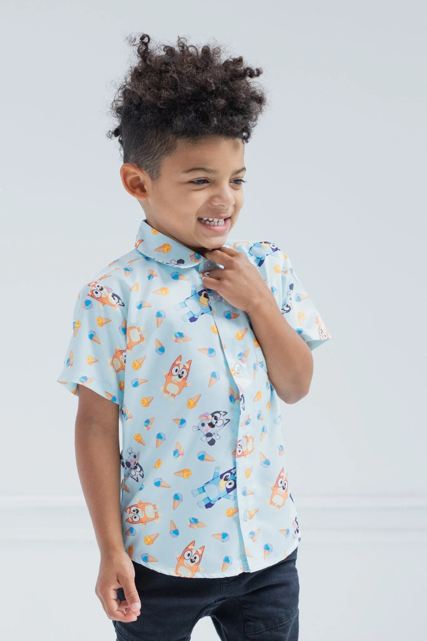 Bluey Hawaiian Button Down Dress Shirt