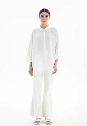 Collared Concealed Buttons Oversized Shirt