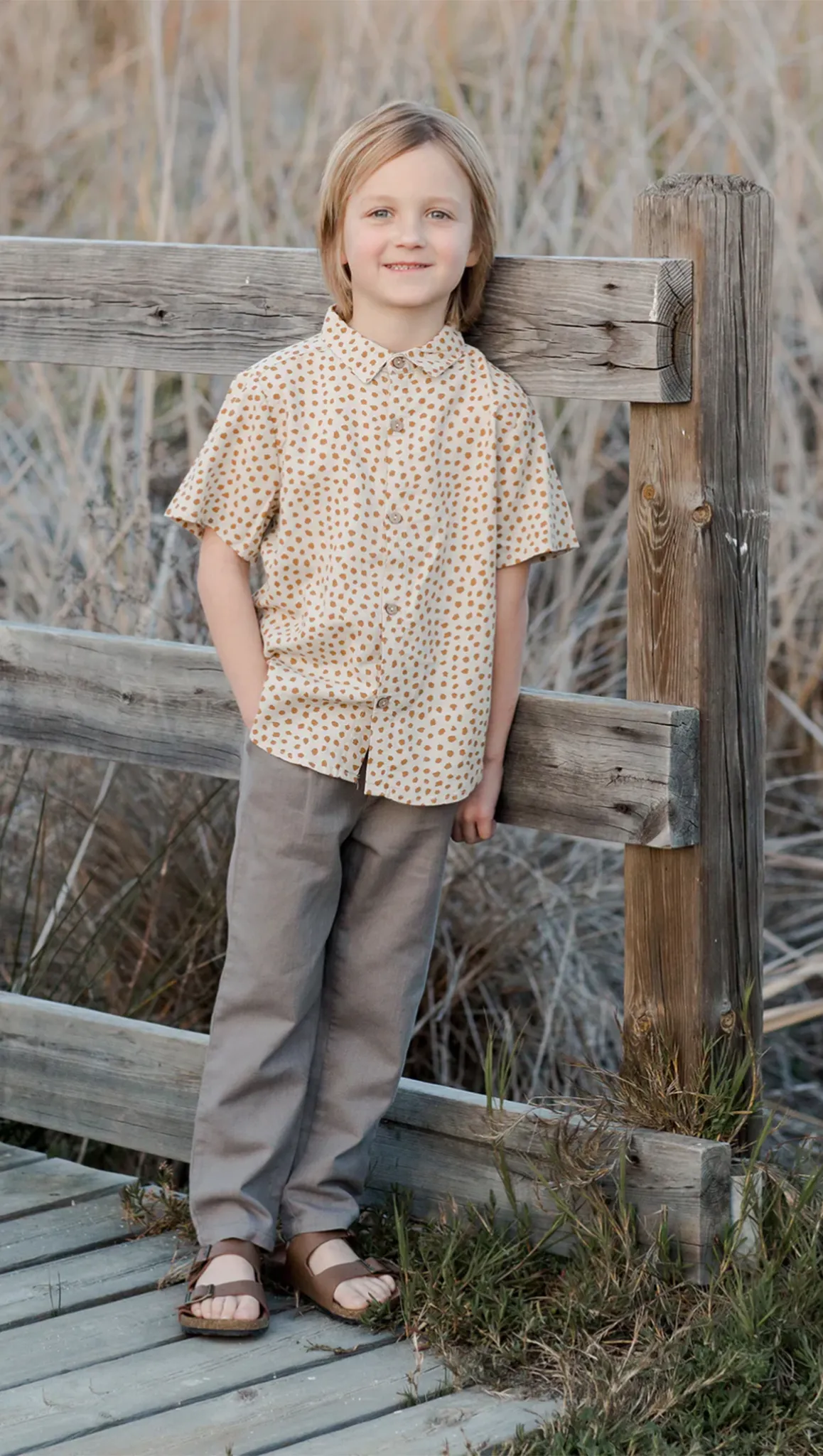 Collared Short Sleeve Shirt - Spots