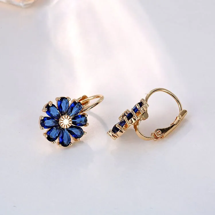 Colorful CZ Zircon Hoop Drop Earrings