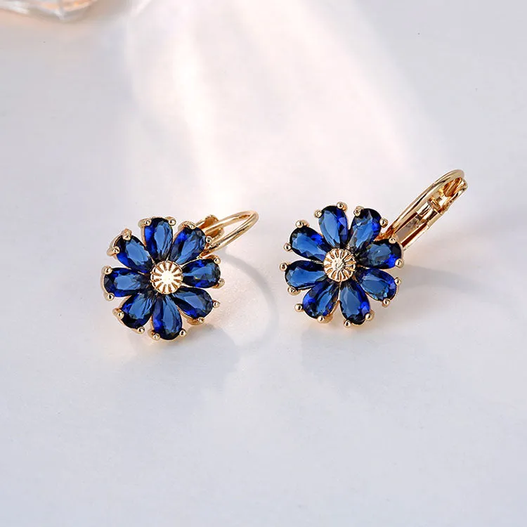 Colorful CZ Zircon Hoop Drop Earrings