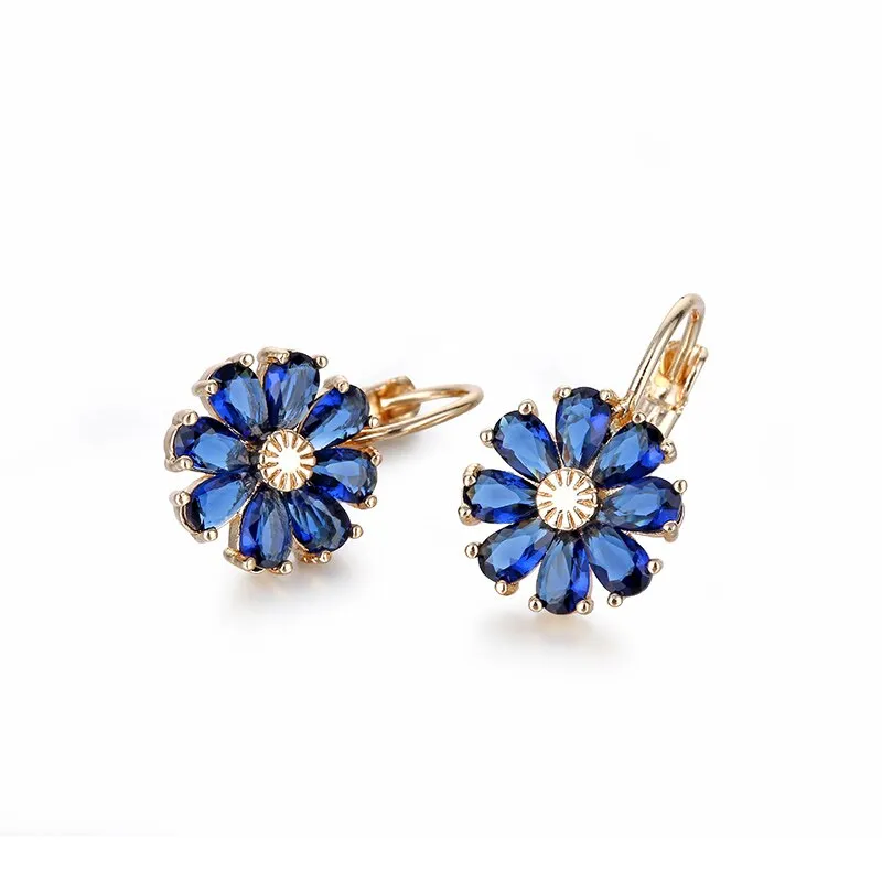 Colorful CZ Zircon Hoop Drop Earrings