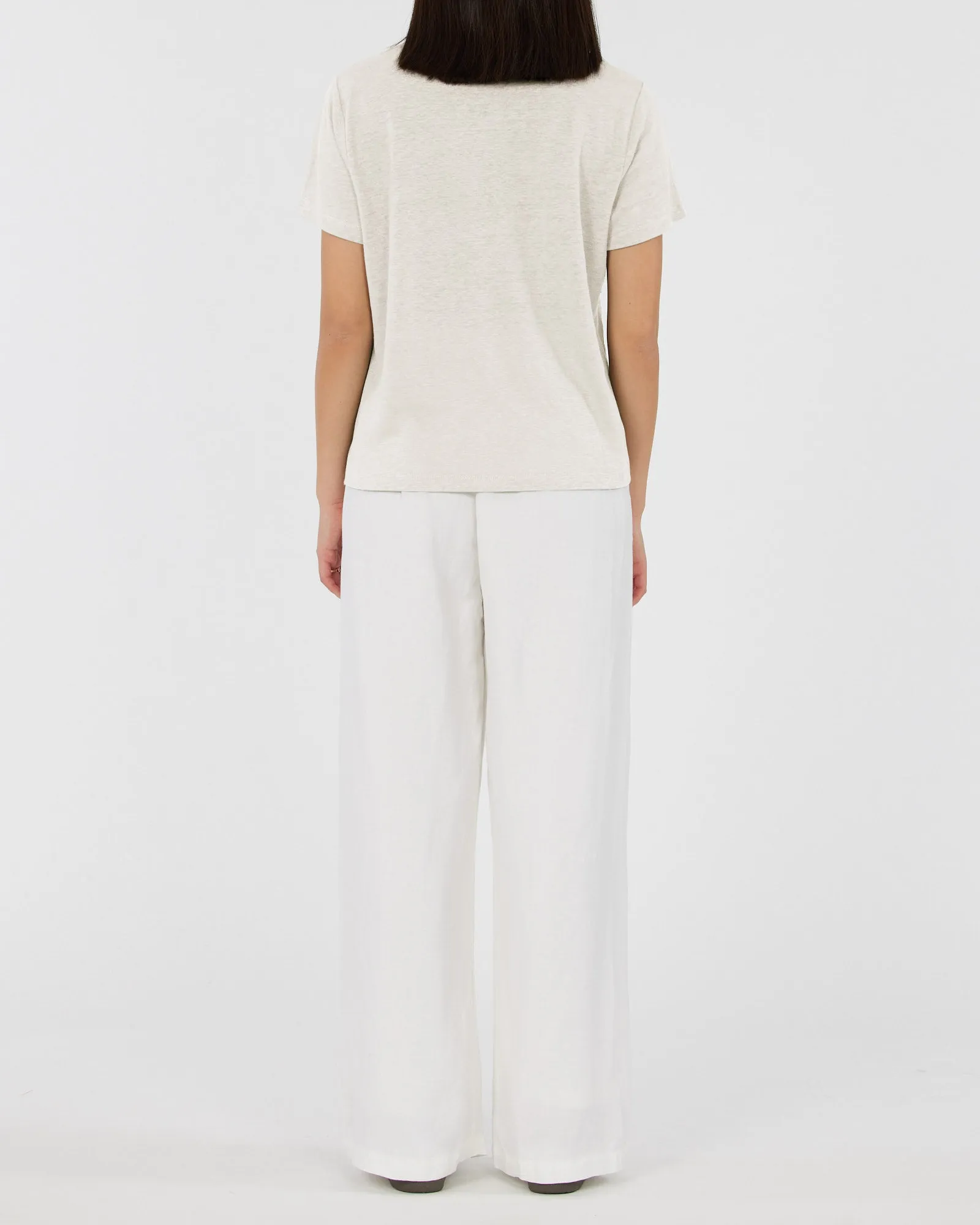 Coogee Linen Crew Neck Tee - Ivory