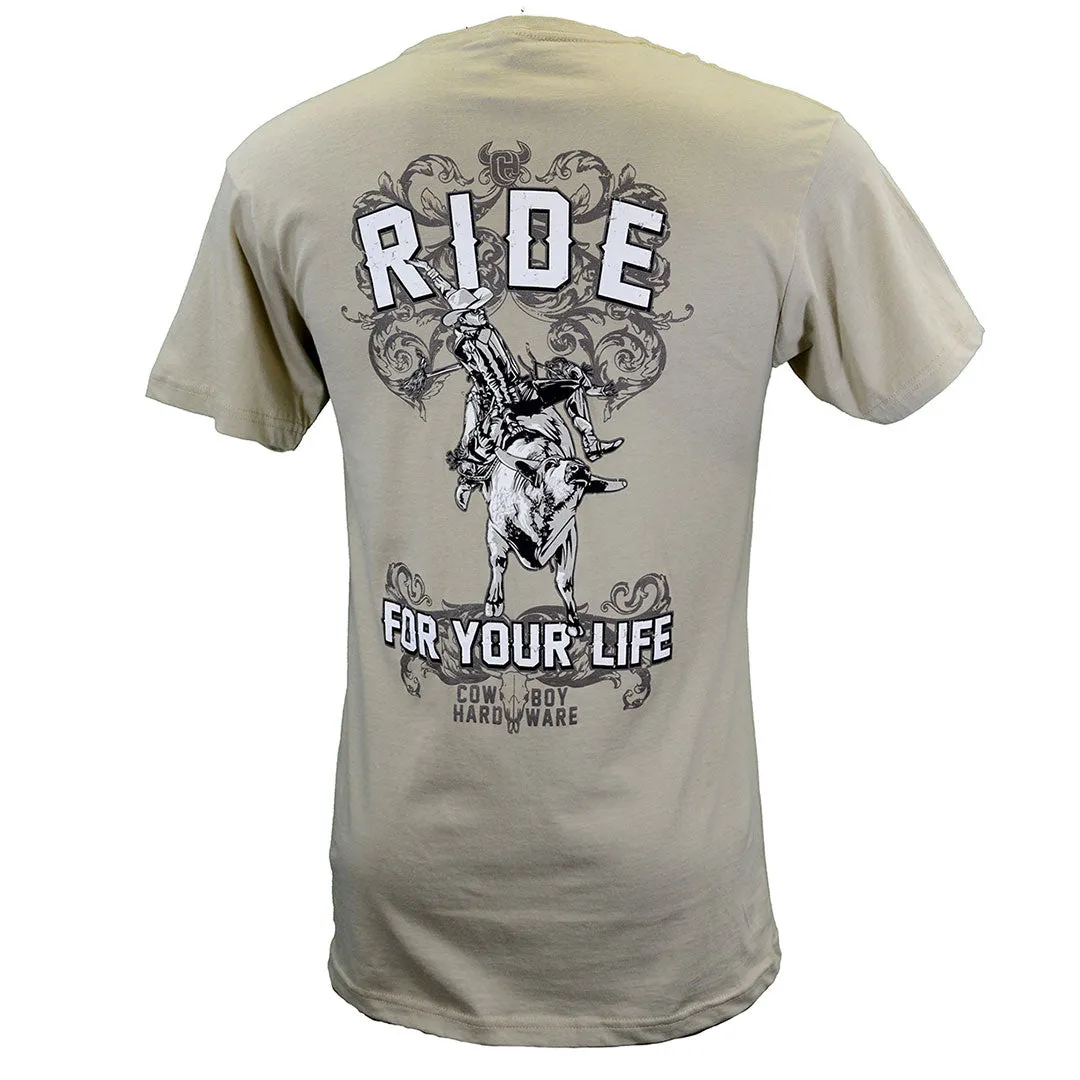 Cowboy Hardware "Ride For Your Life" Tan Tee