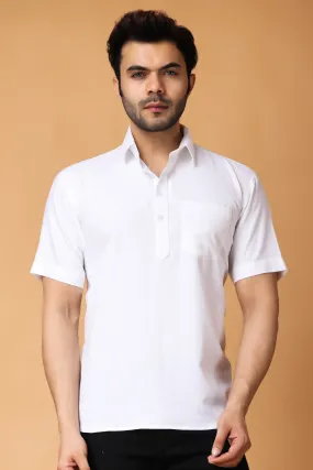 Crisp White Linen Short Kurta