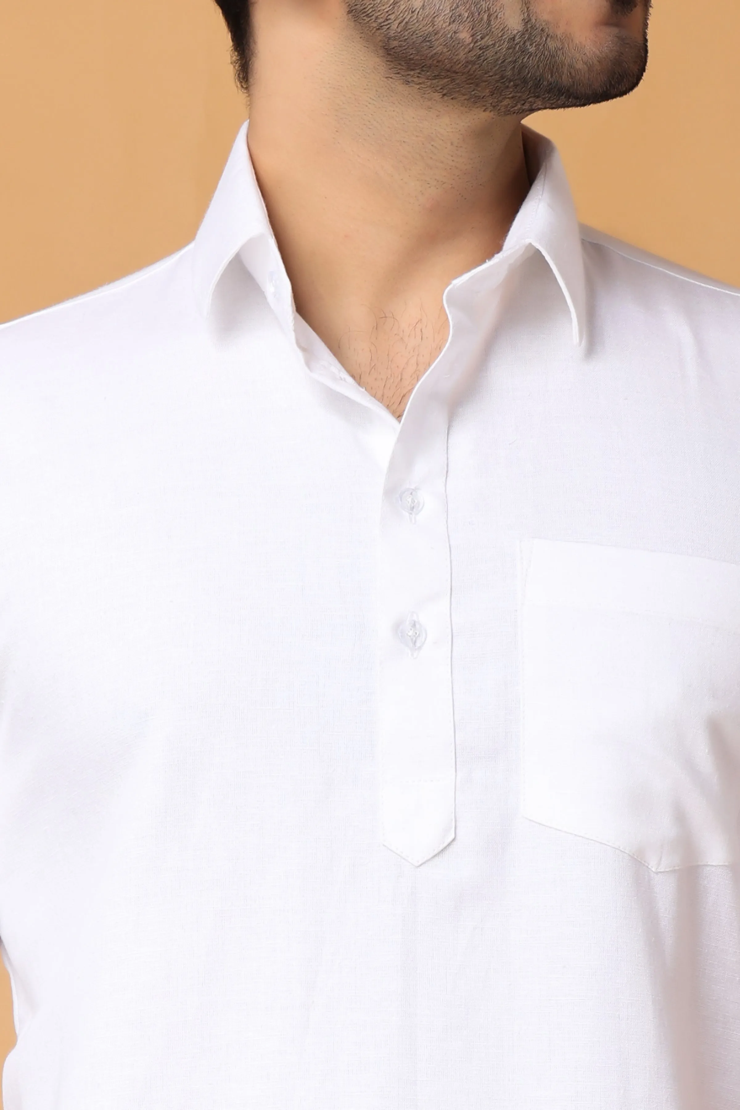 Crisp White Linen Short Kurta