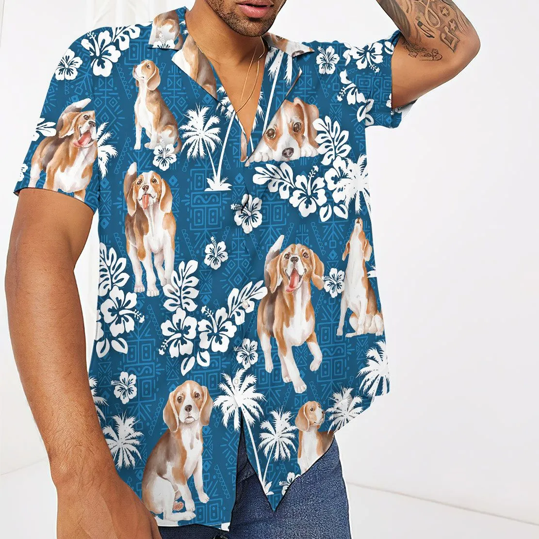 Gearhuman 3D Beagle Dogs Hawaii Shirt