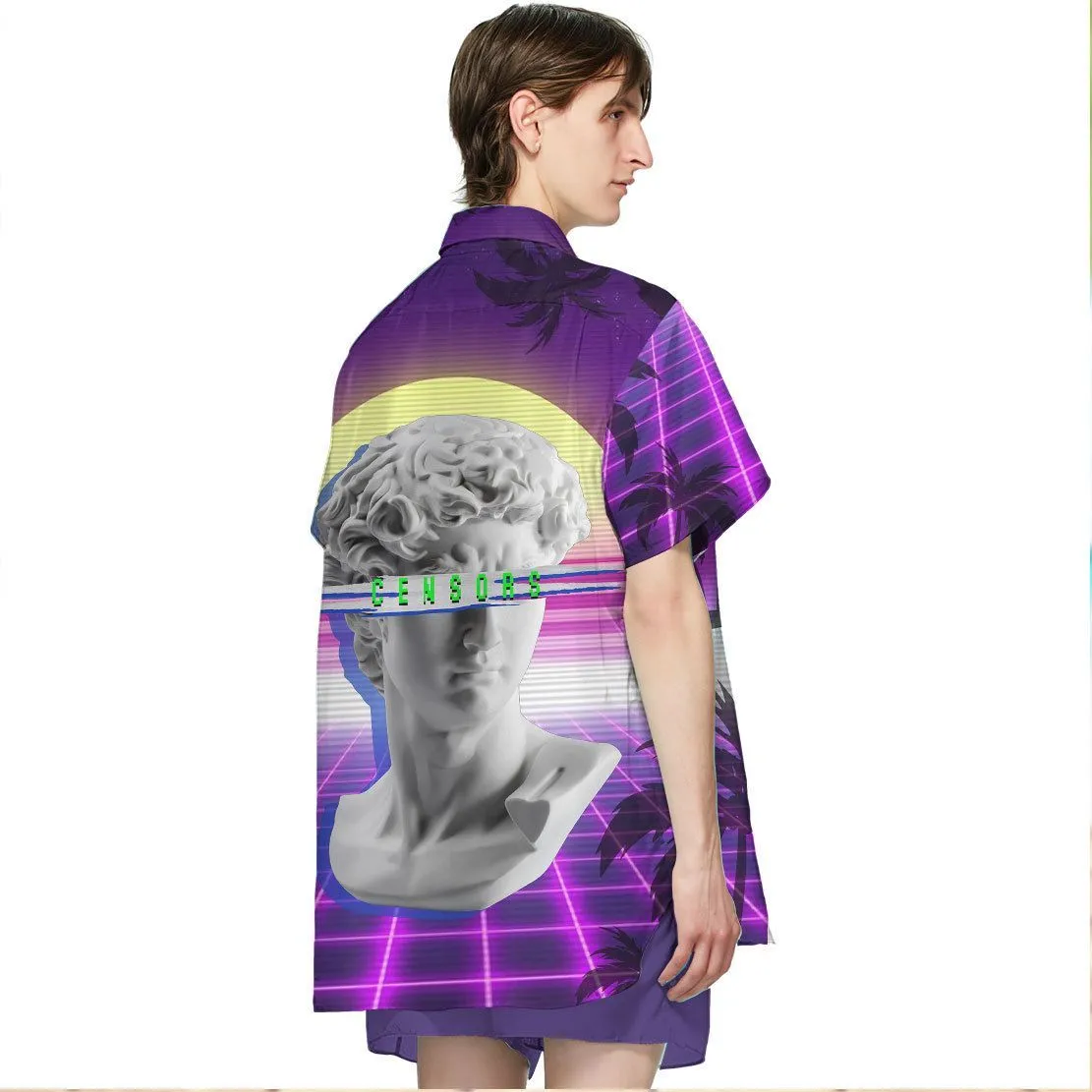 Gearhuman 3D David Head Vaporwave Hawaii Shirt