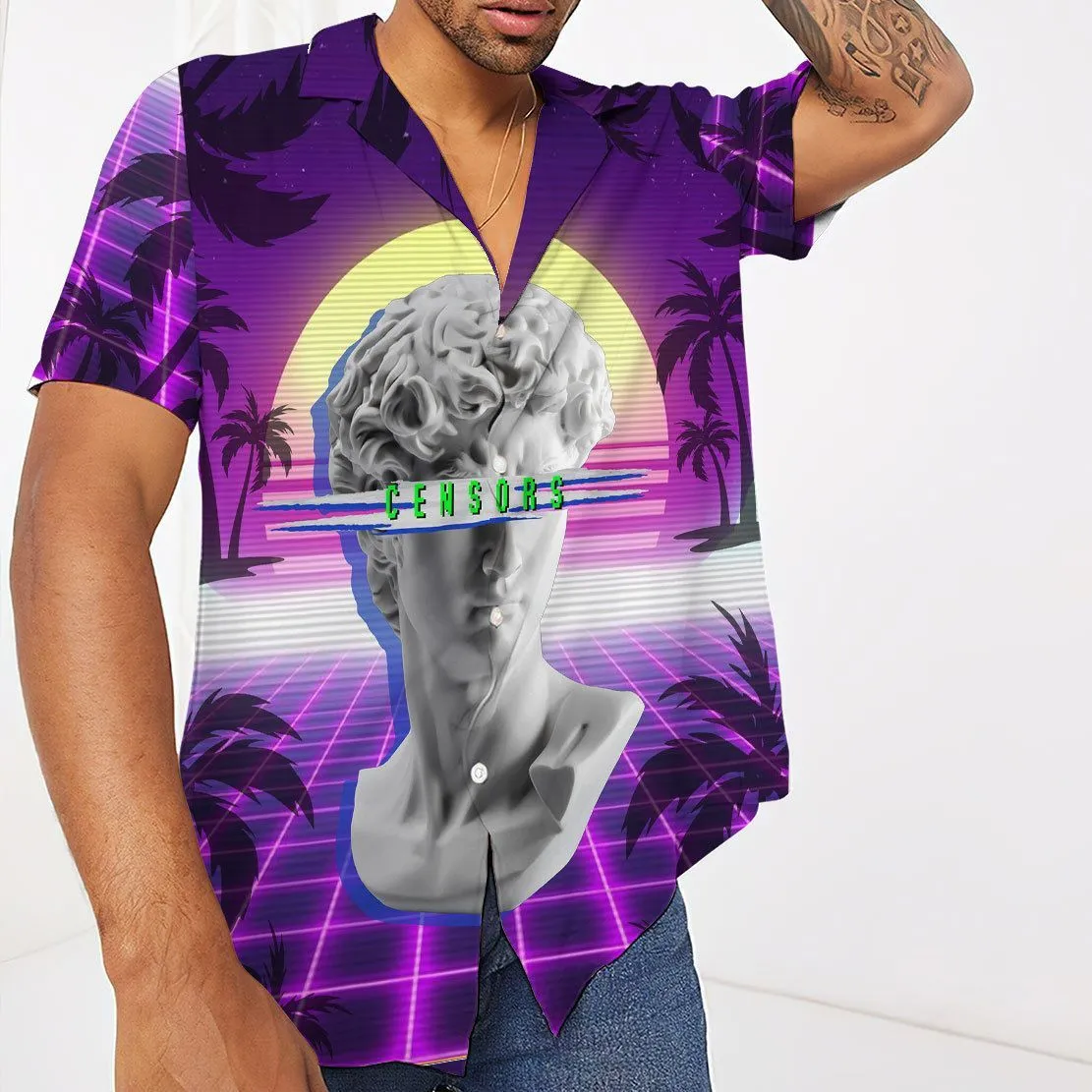 Gearhuman 3D David Head Vaporwave Hawaii Shirt