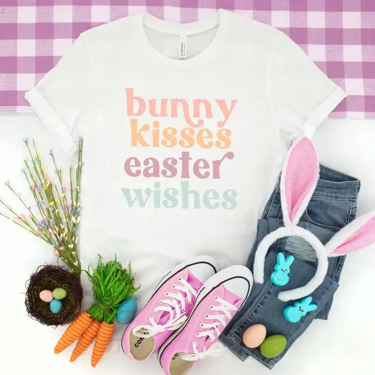 Girls Bunny Kisses Easter Wishes Tee