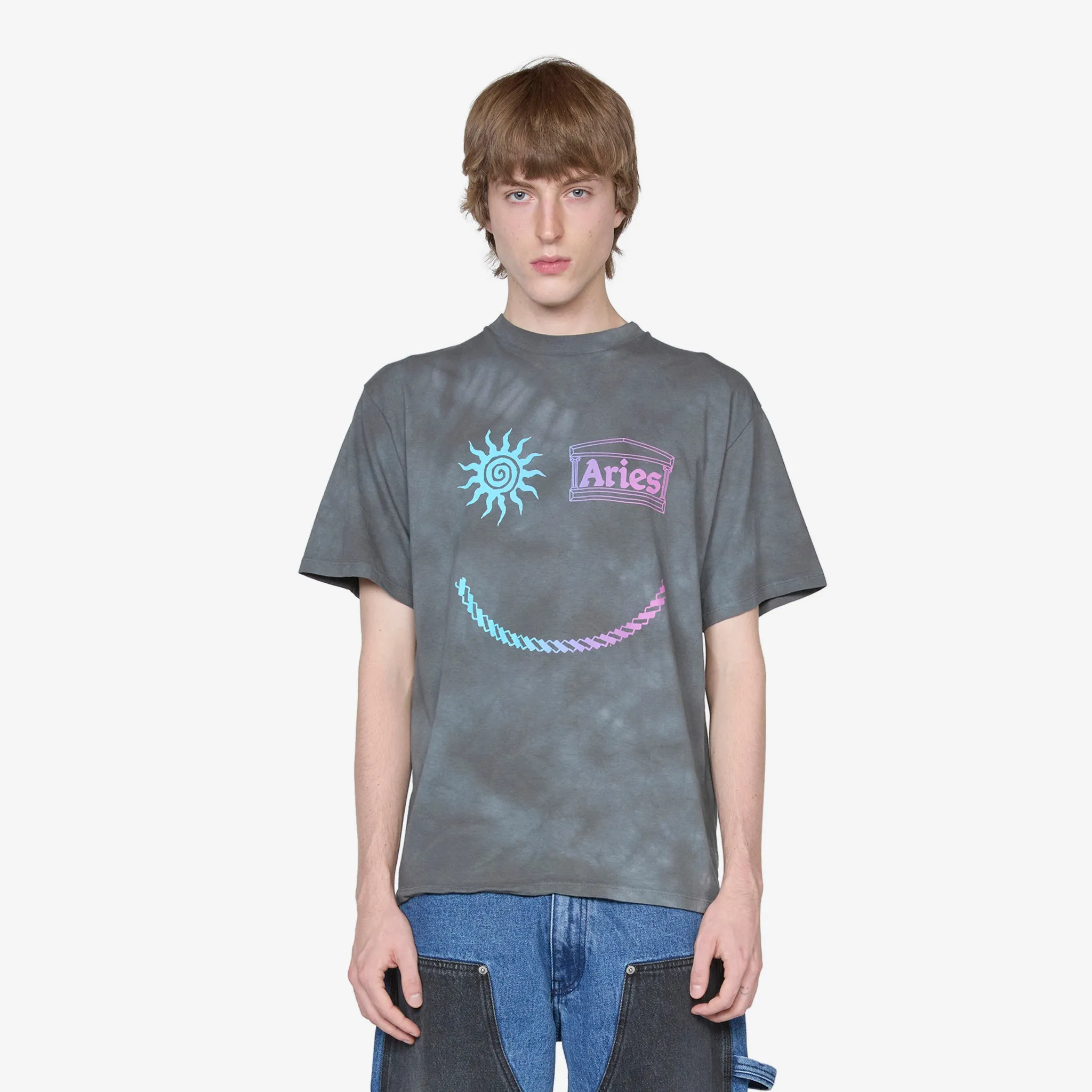 Grunge Happy Dude Short Sleeve T-Shirt Grey