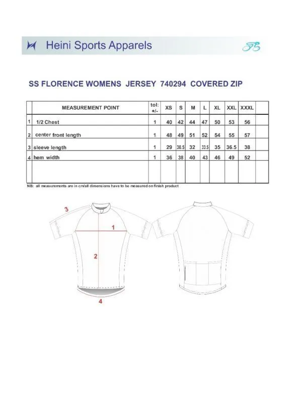 Heini FLORENCE 383 Women Short Sleeve Cycling Jersey