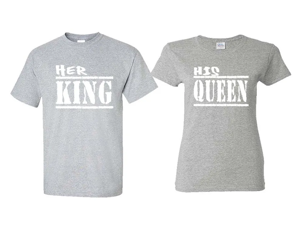 Her King His Queen Couple Matching T Shirts Man and Woman Style Shirts