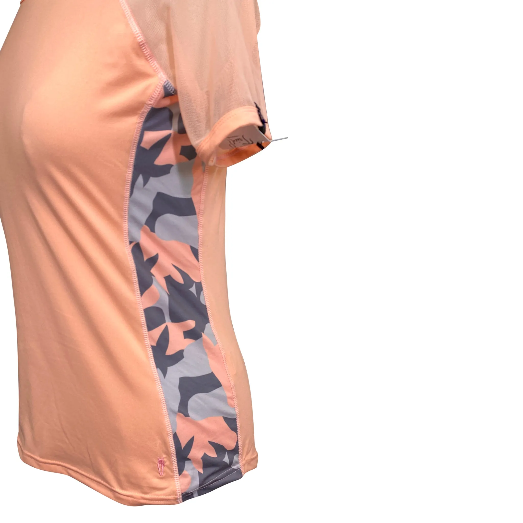 Irideon Short Sleeve Shirt in Peach Pony Camo - Women's Medium