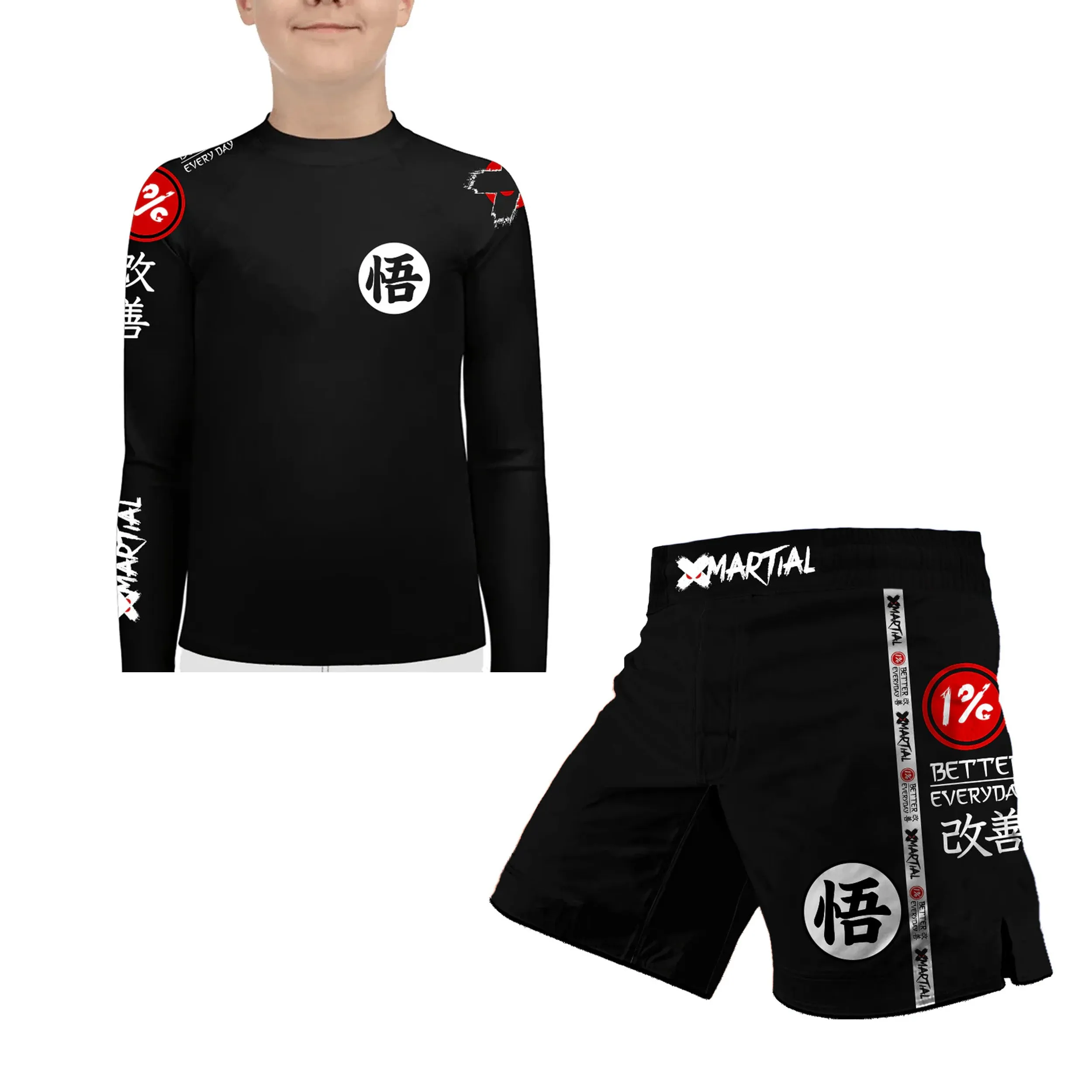 Kanji Black Kids Rash Guard