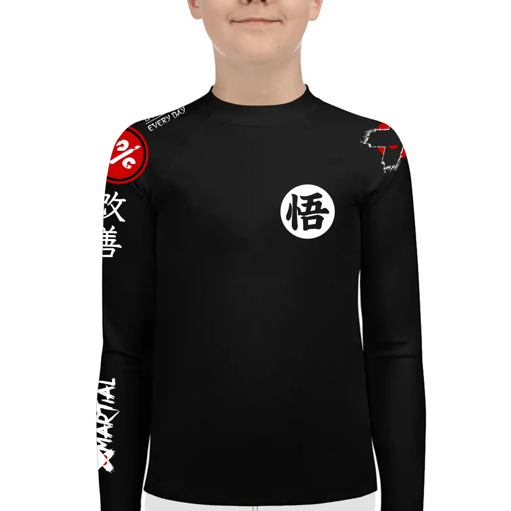 Kanji Black Kids Rash Guard