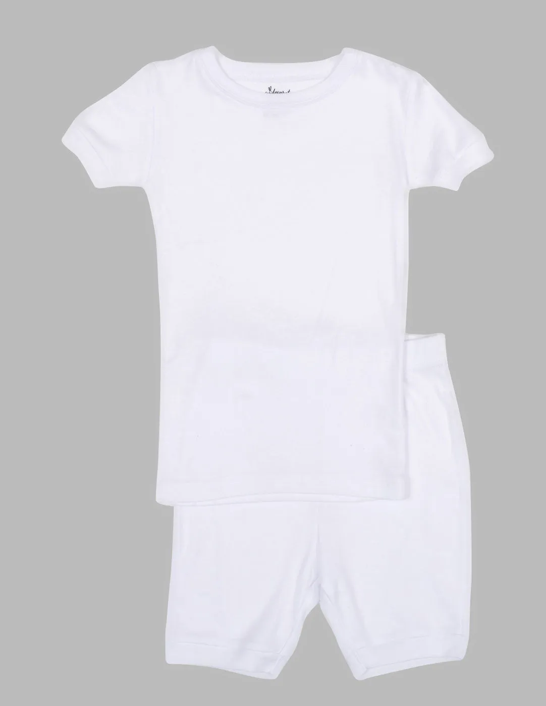 Kid's Short Sleeve Neutral Solid Color Pajamas