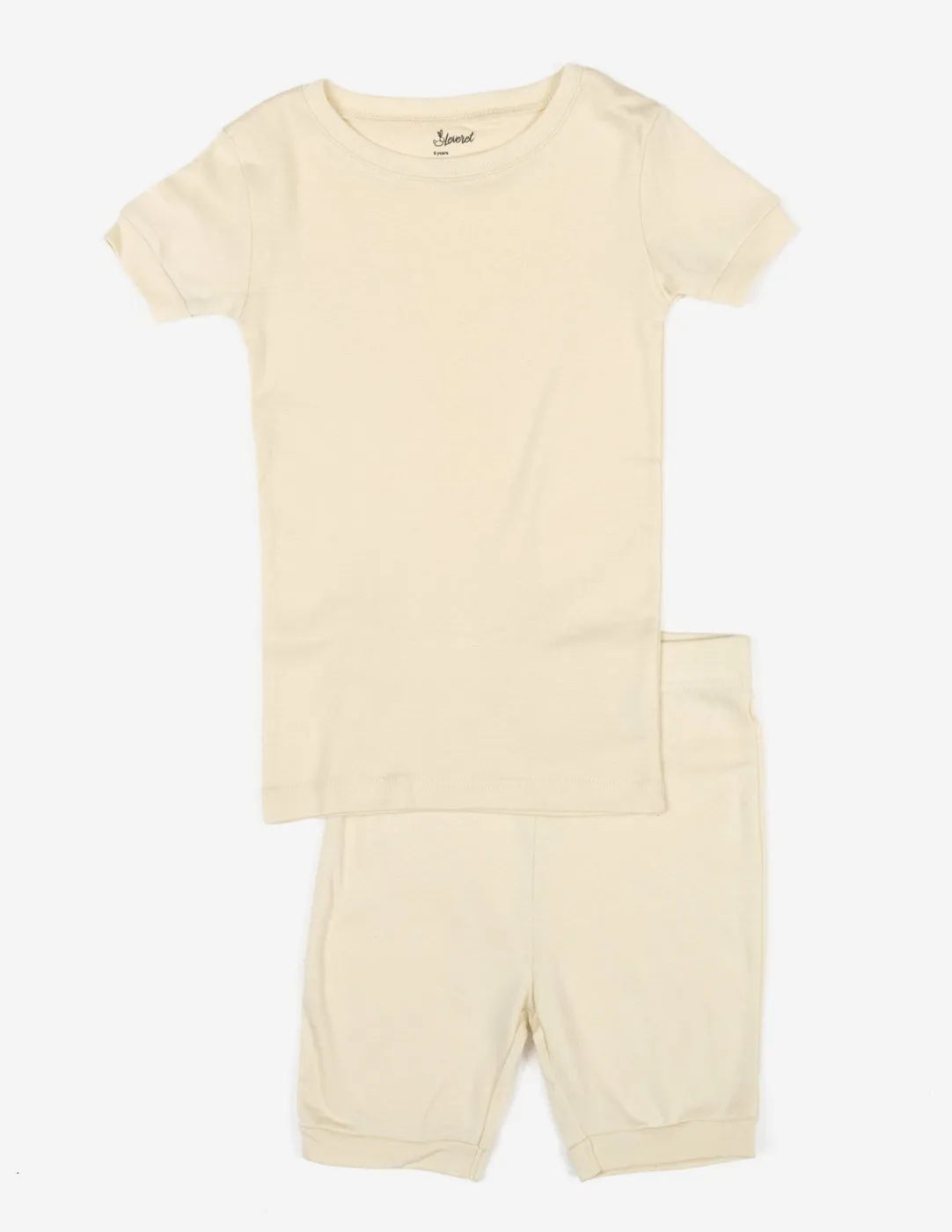 Kid's Short Sleeve Neutral Solid Color Pajamas