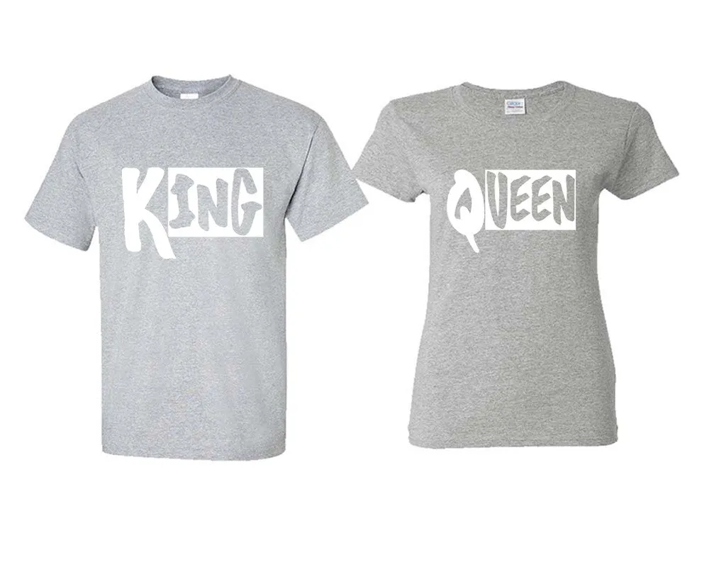 King Queen Couple Matching T Shirts Man and Woman Style Shirts