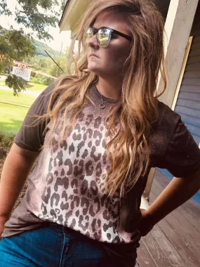 Leopard Print Bleached Tshirt