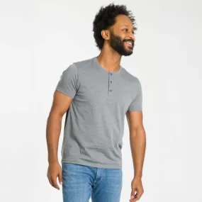 Lightweight Heathered Grey Short Sleeve Henley