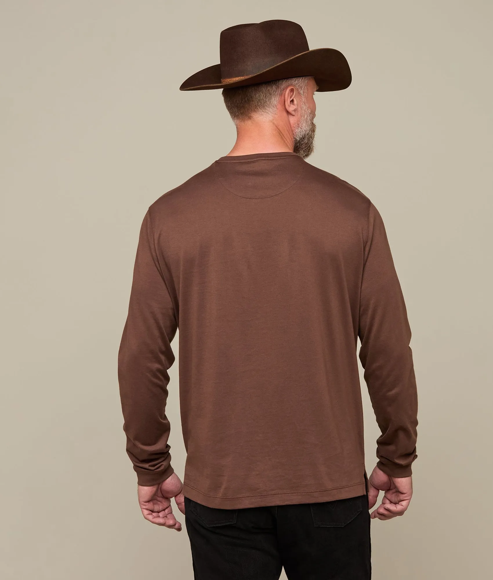 Long Sleeve Pima Cotton Tee :: Dark Brown