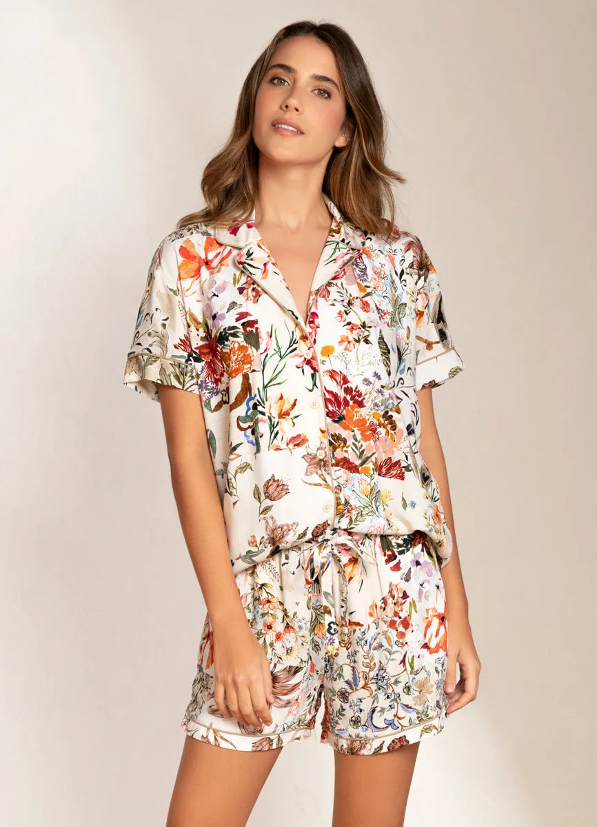 Maaji Botanical Cream Slumber Short Sleeve Short Set