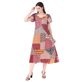 Magnetism printed patch work  Dress for Women