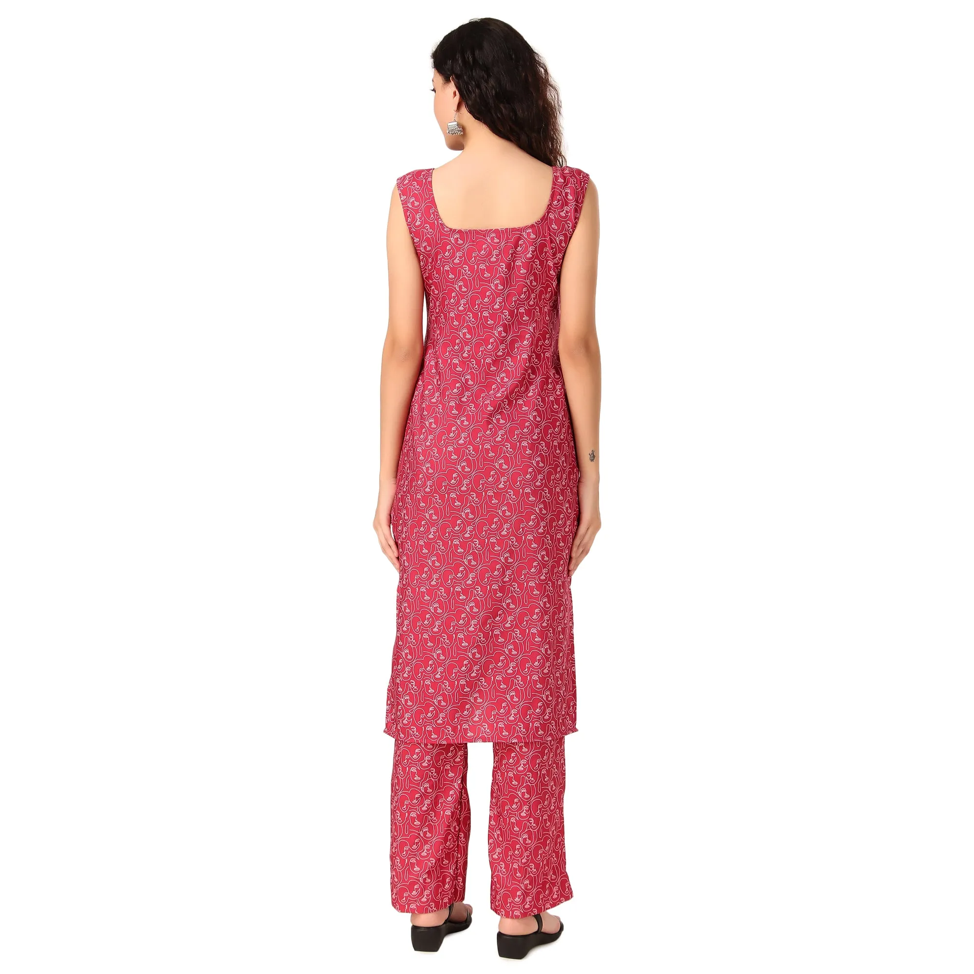 Magnetism Red Modern Print Kurti