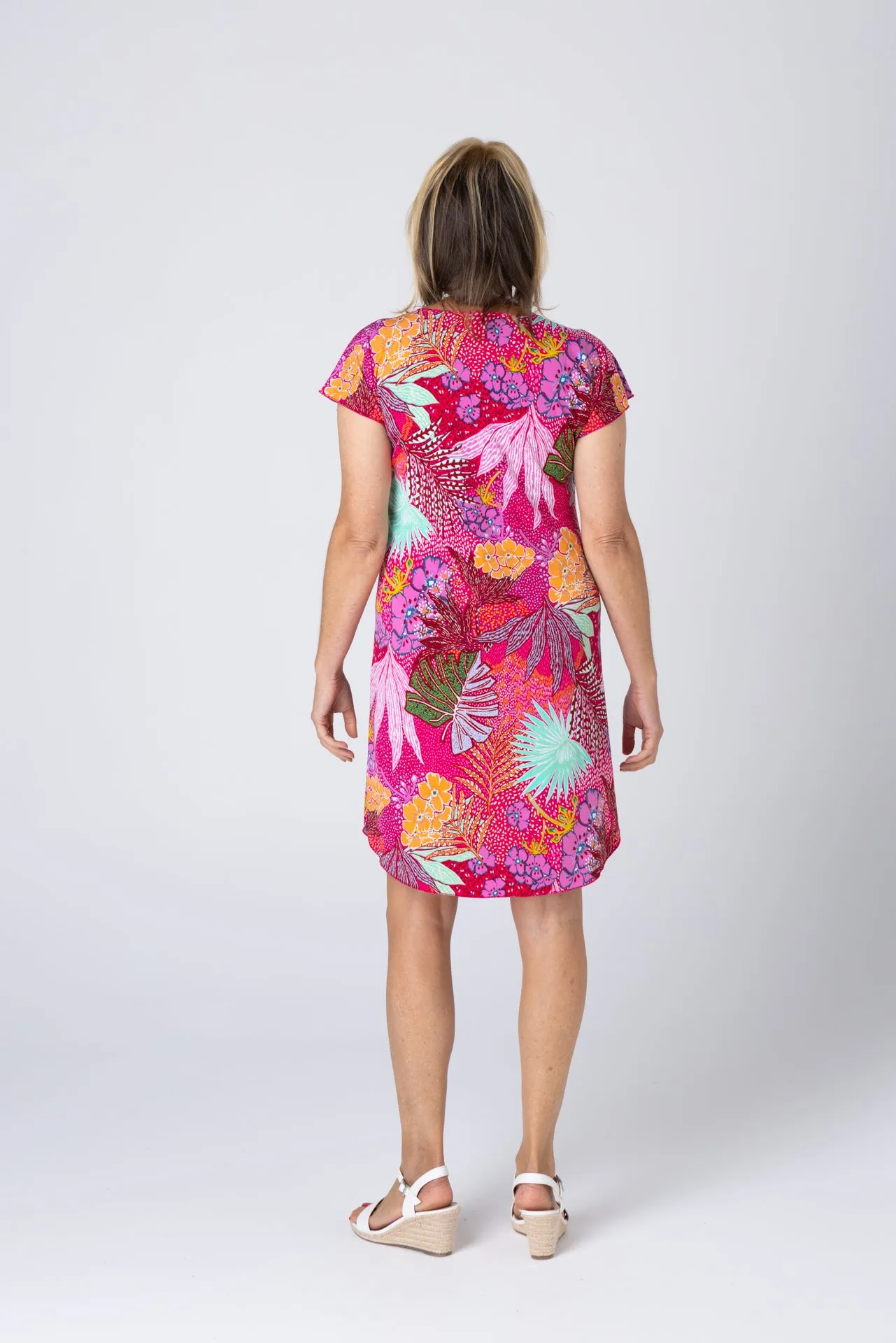 Maui Print Jersey Short Sleeve Jersey Shift Dress