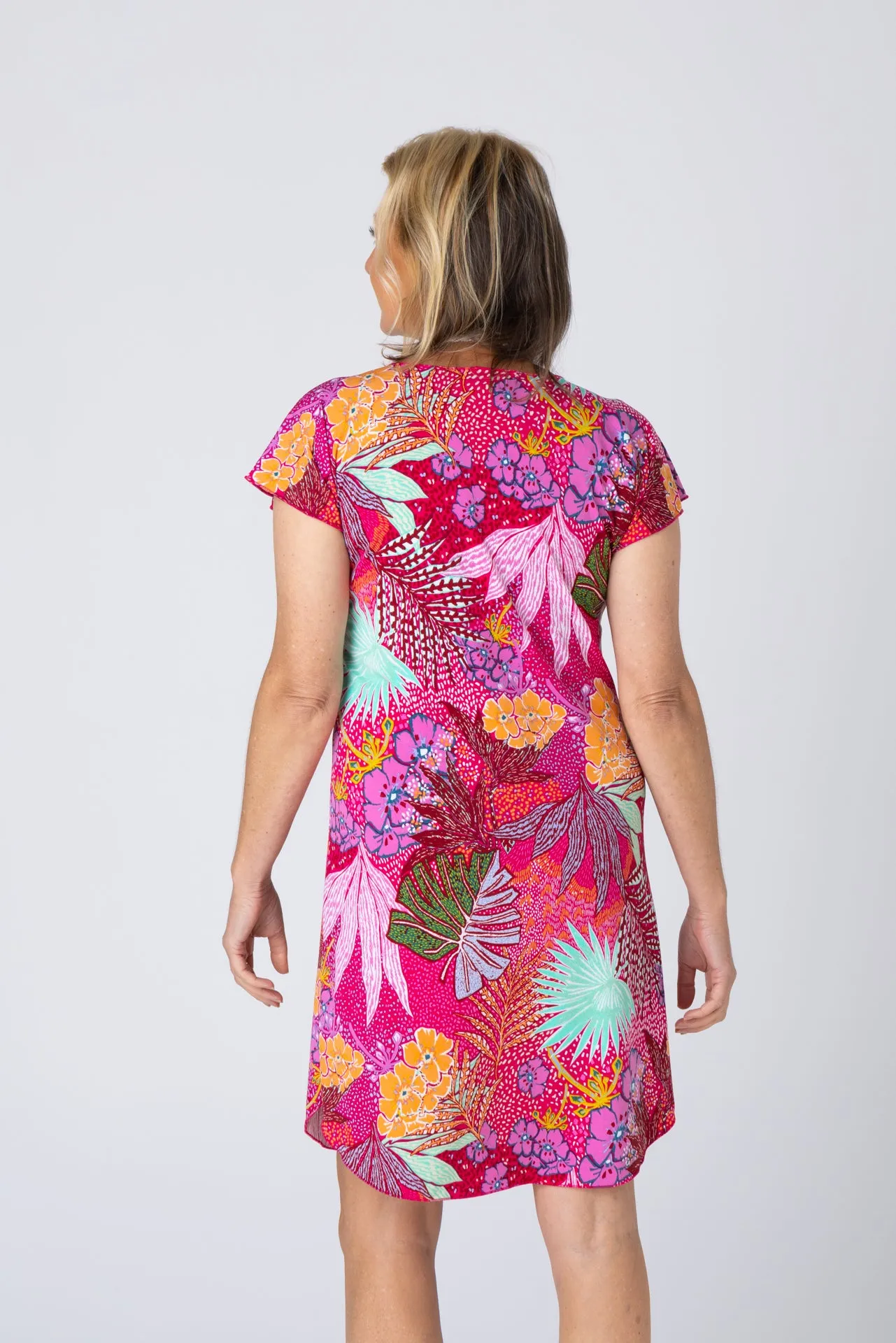 Maui Print Jersey Short Sleeve Jersey Shift Dress