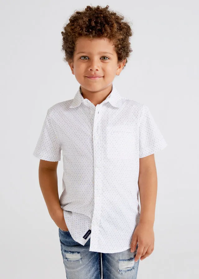 Mayoral Mini S/S Dress Shirt w/Micro Print_ White 3118-10