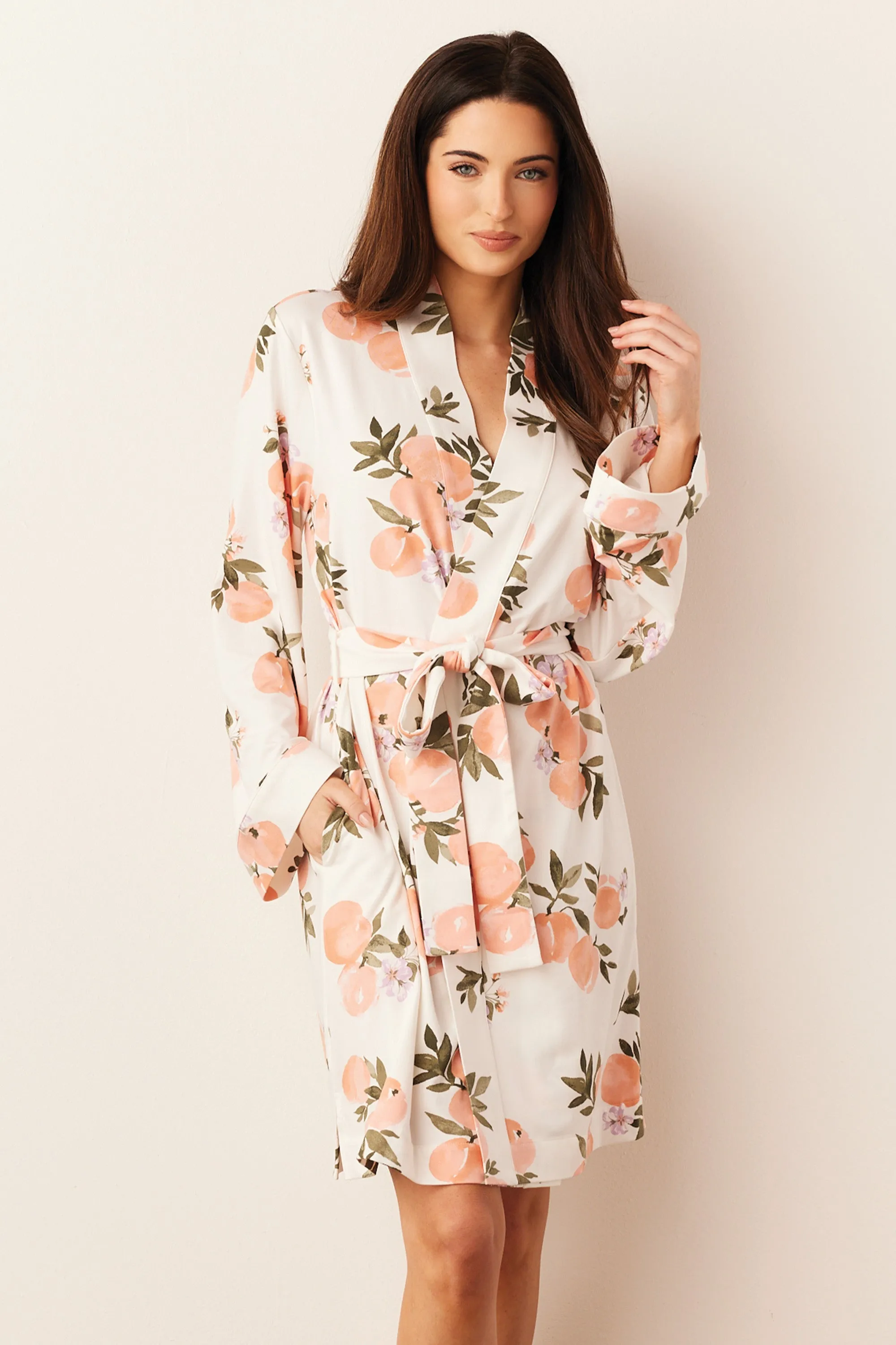 Meadow Classic Short Robe | Peaches & Cream