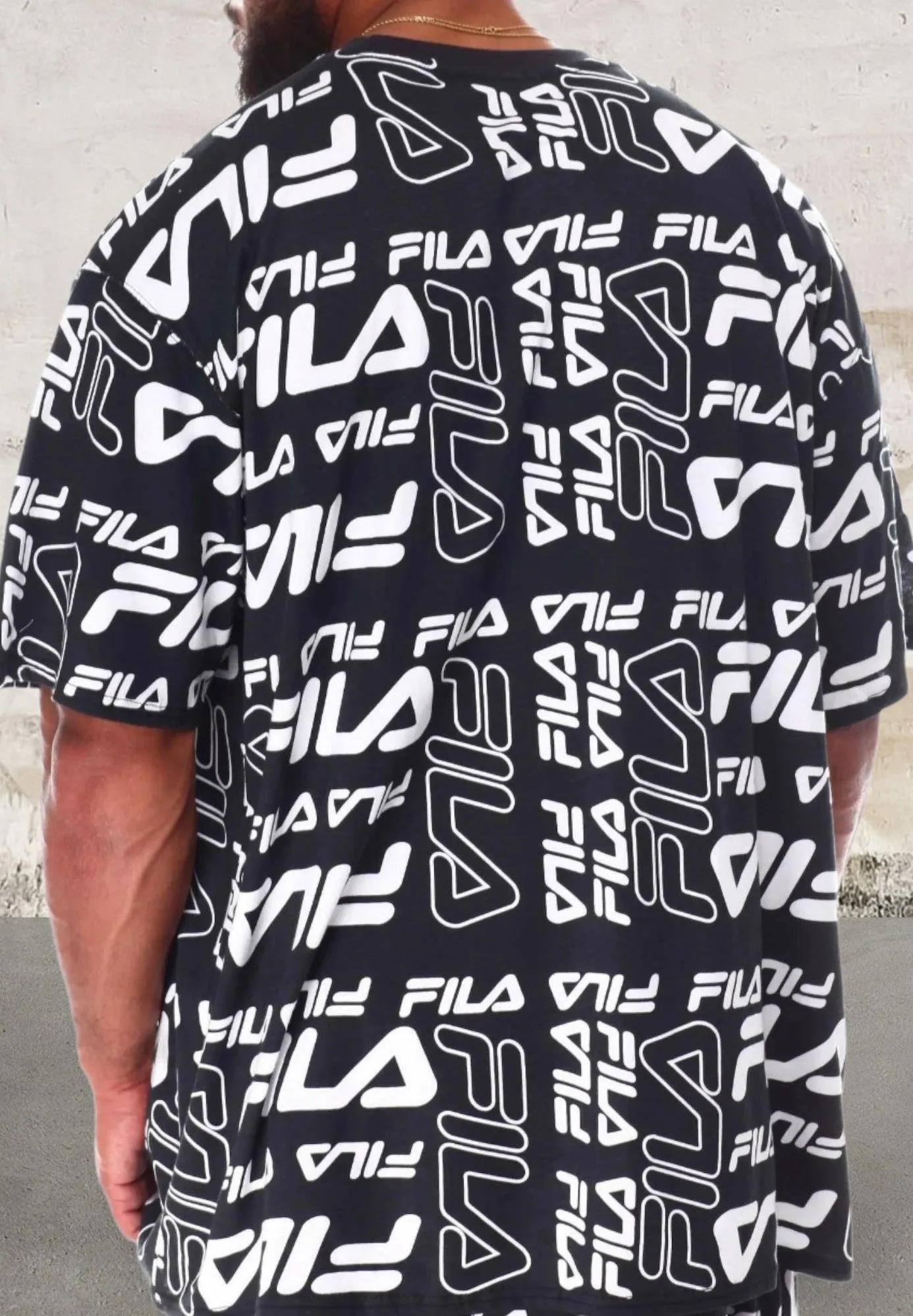 Mens all over print black short sleeve top