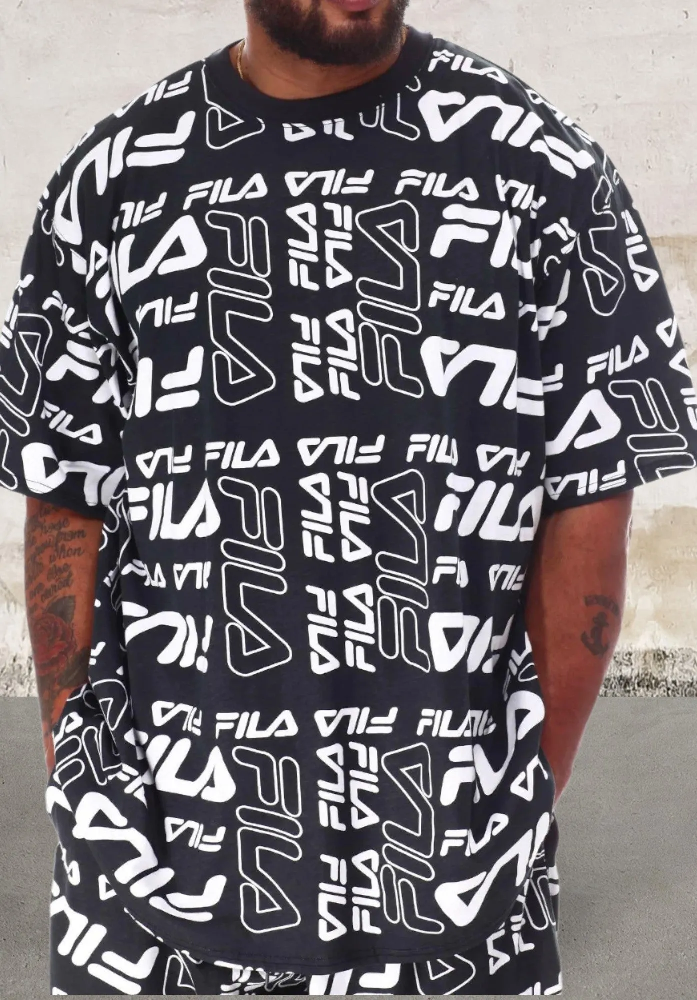 Mens all over print black short sleeve top